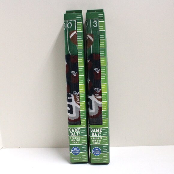 NWT Game Day Low Cut Socks - One Mystery Design - 2 Packs of 4 - 8 Pair Total - Picture 1 of 13